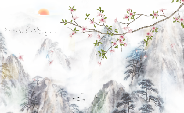 水墨中式背景墙背