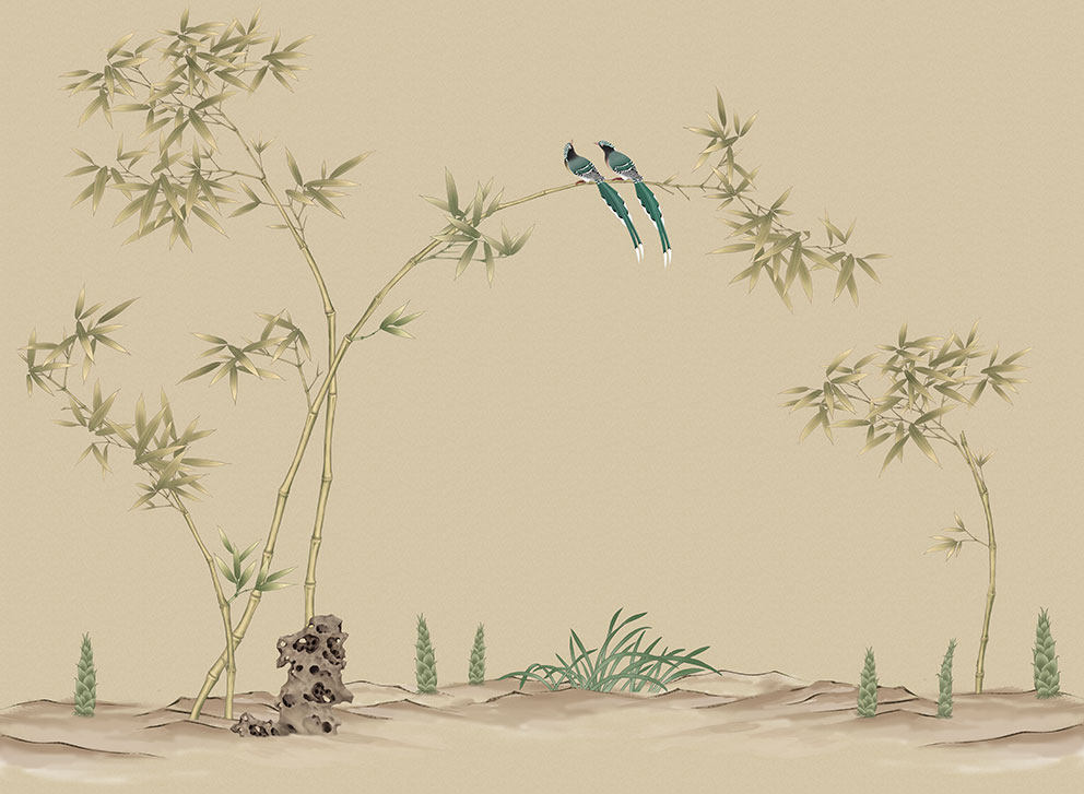 新中式背景墙竹叶