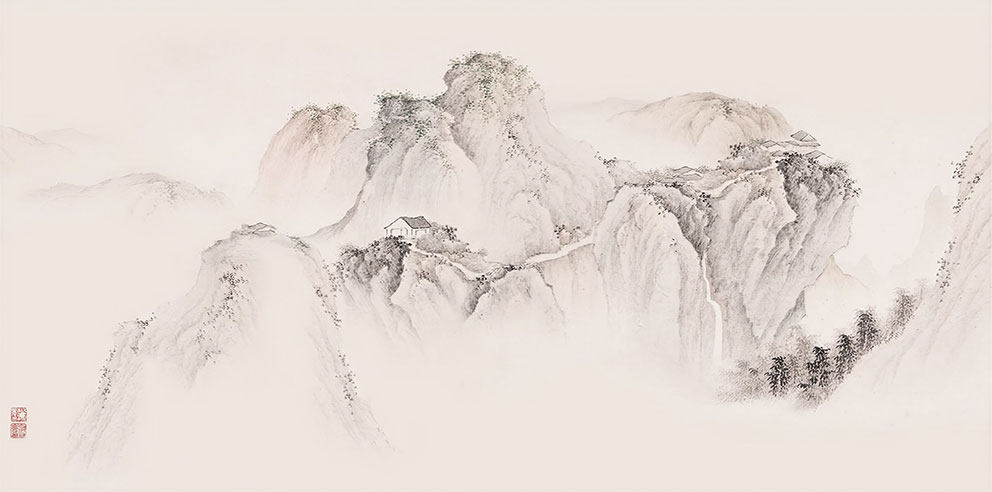 新中式简约山峰背
