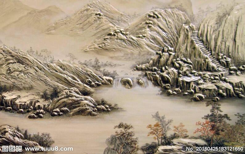 新中式水墨山水远