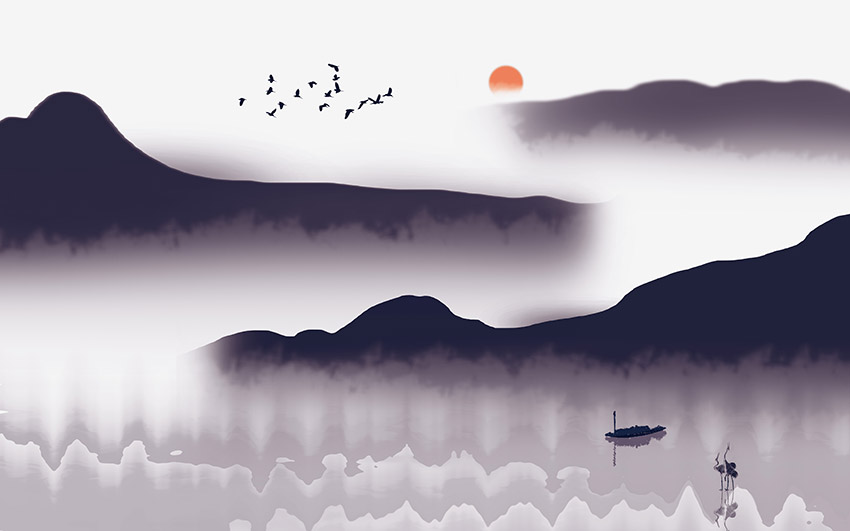 不分层新中式山水