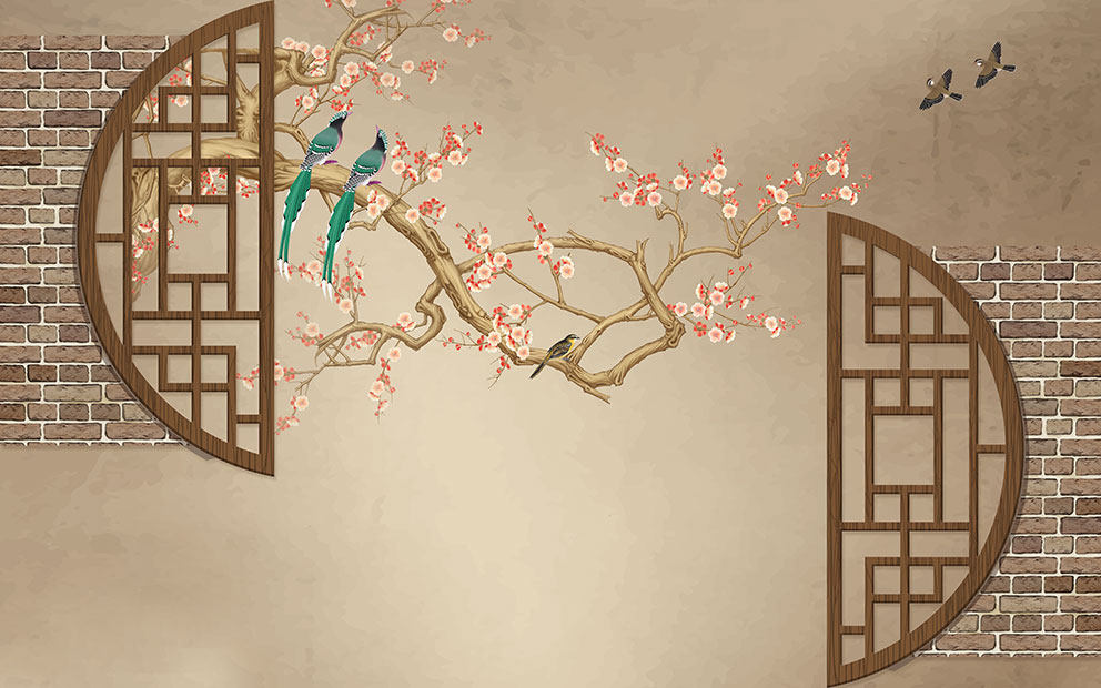 新中式背景墙格栅