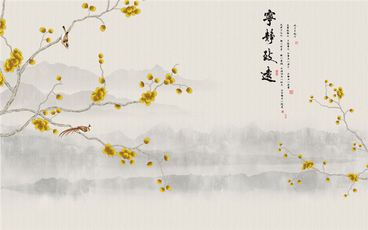 新中式花鸟背景墙