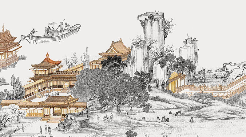 背景墙新中式阁楼