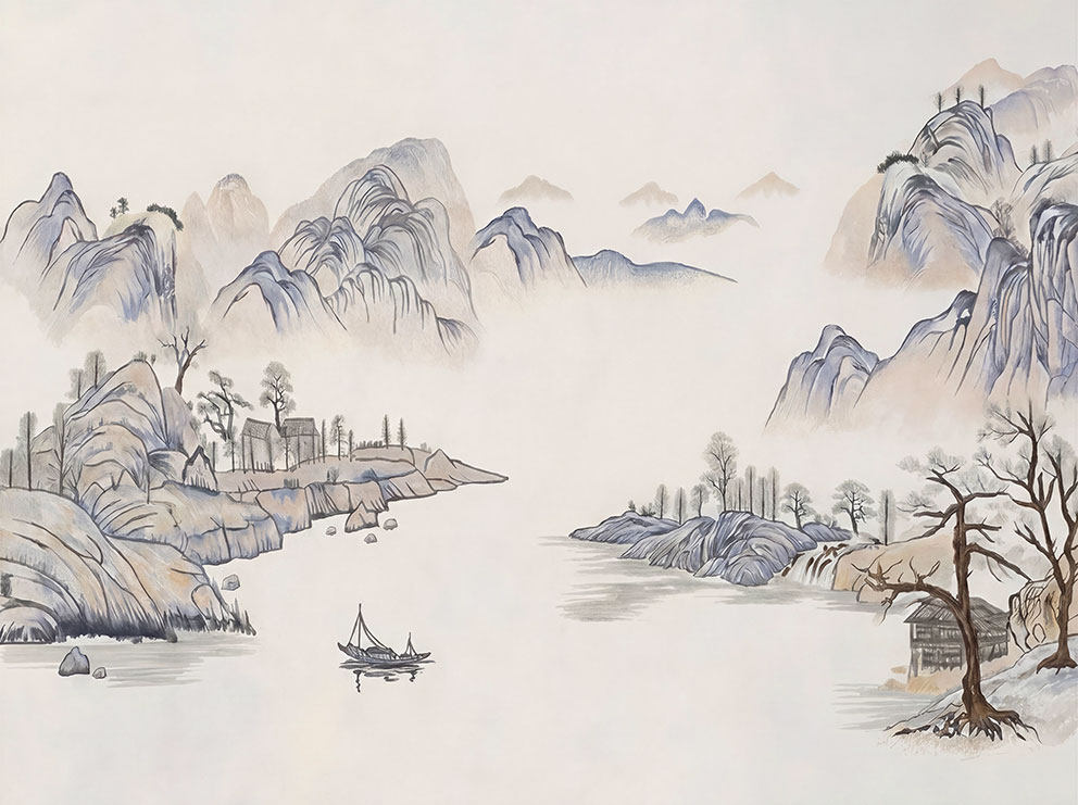 新中式水墨山峰山