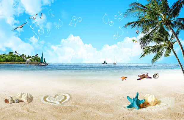 浪漫海滩风景美景