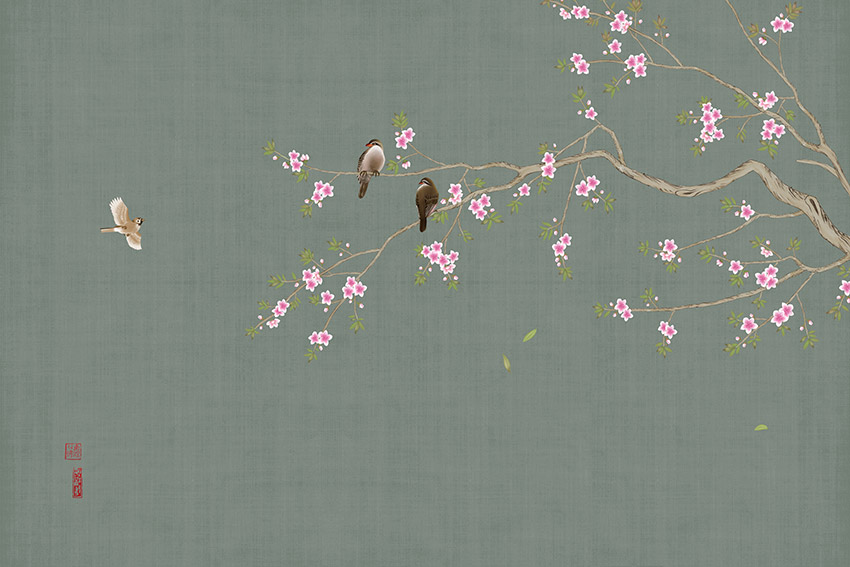 不分层中式花鸟背