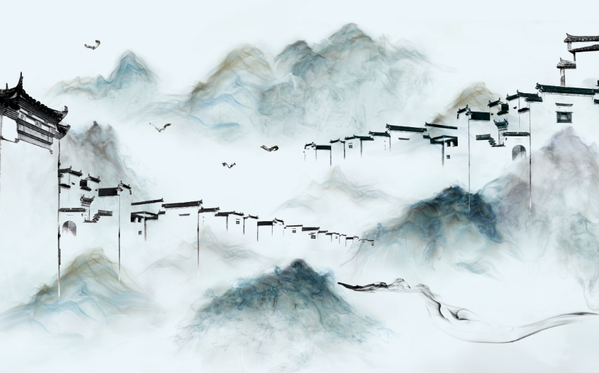 徽派建筑背景墙徽