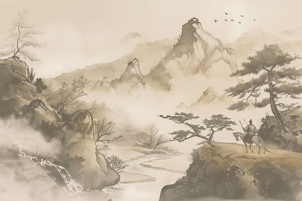 新中式山水背景墙