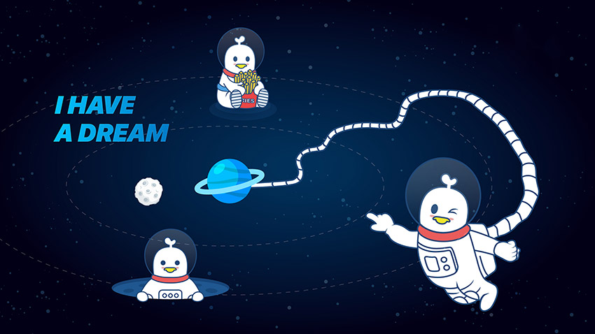 卡通手绘宇航员星