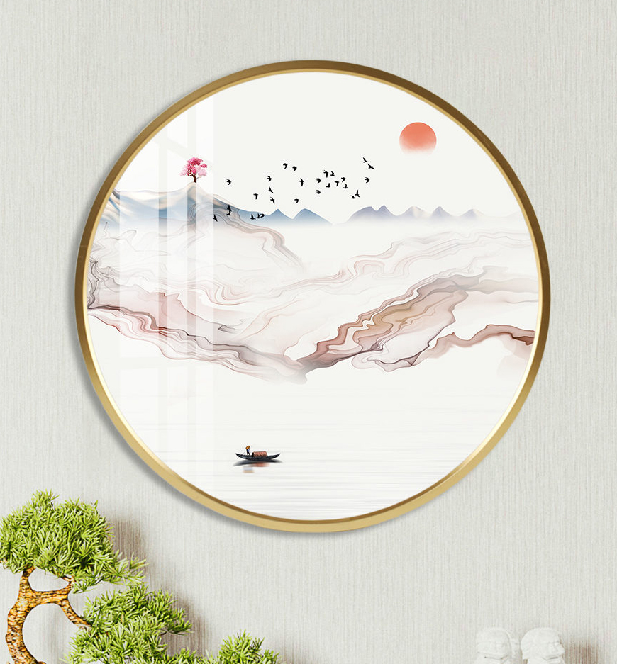 水墨山水圆圈背景
