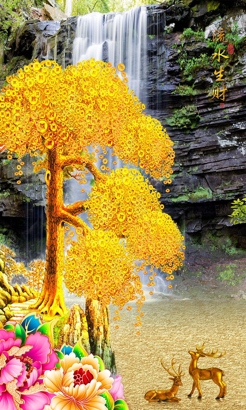 新中式玄关流水生