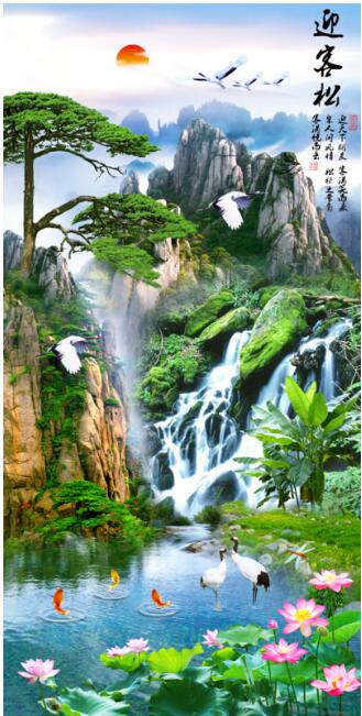 迎客松背景墙迎客