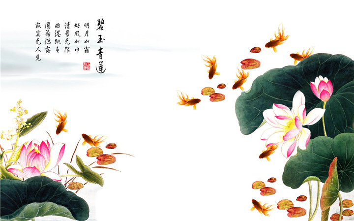 荷花金鱼莲花荷花