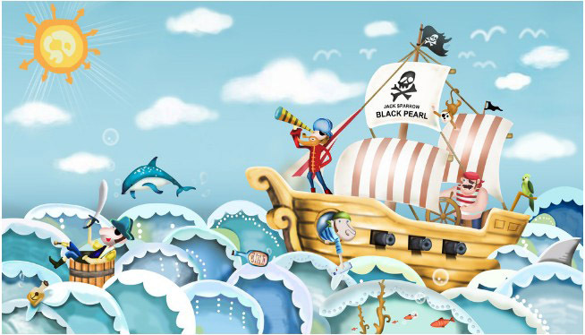 儿童房卡通海盗儿