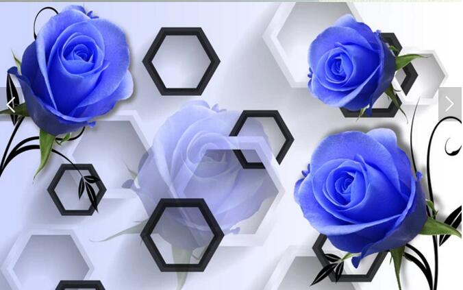 3D立体蓝玫瑰电
