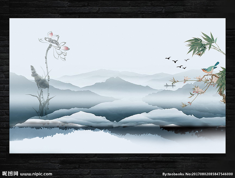 G中式山水背景墙