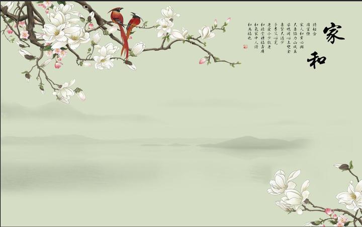 新中式玉兰工笔花