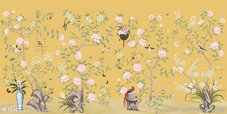 G树枝花卉壁纸背