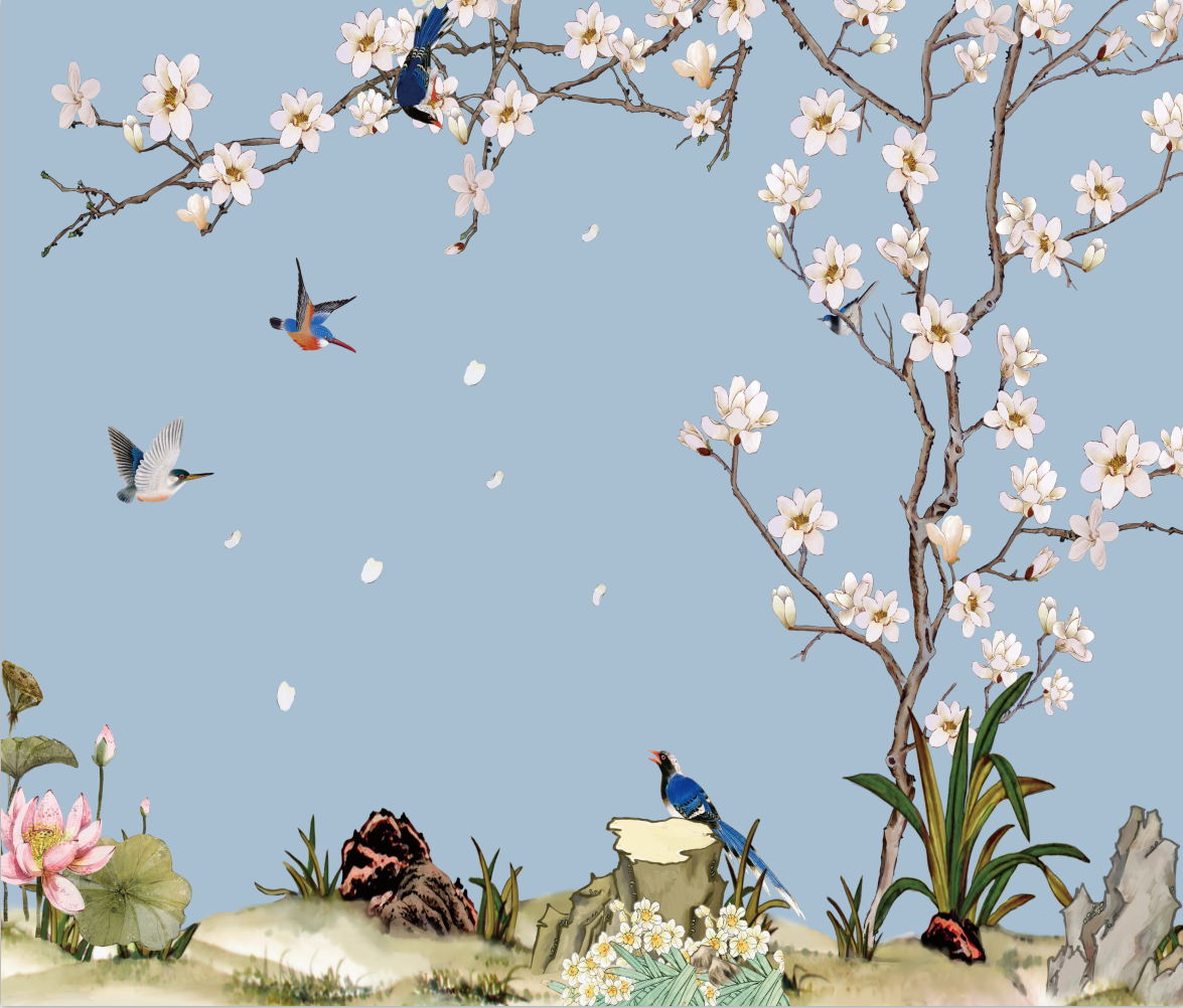 新中式工笔花鸟复