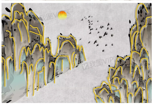 新中式简约金色线