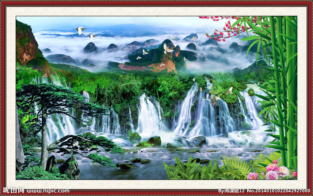 G流水生财背景墙