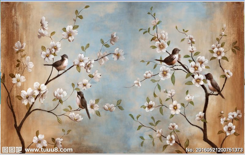 新中式花鸟背景墙