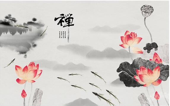 新中式禅意手绘水