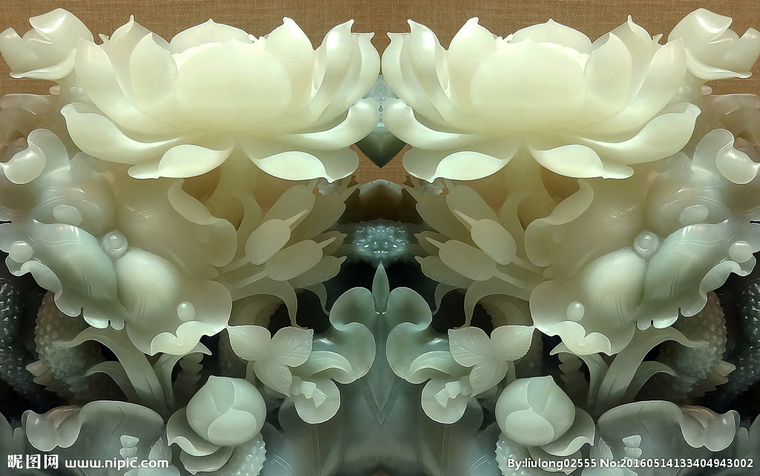 G荷花玉雕背景墙