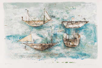 船只抽象画背景墙