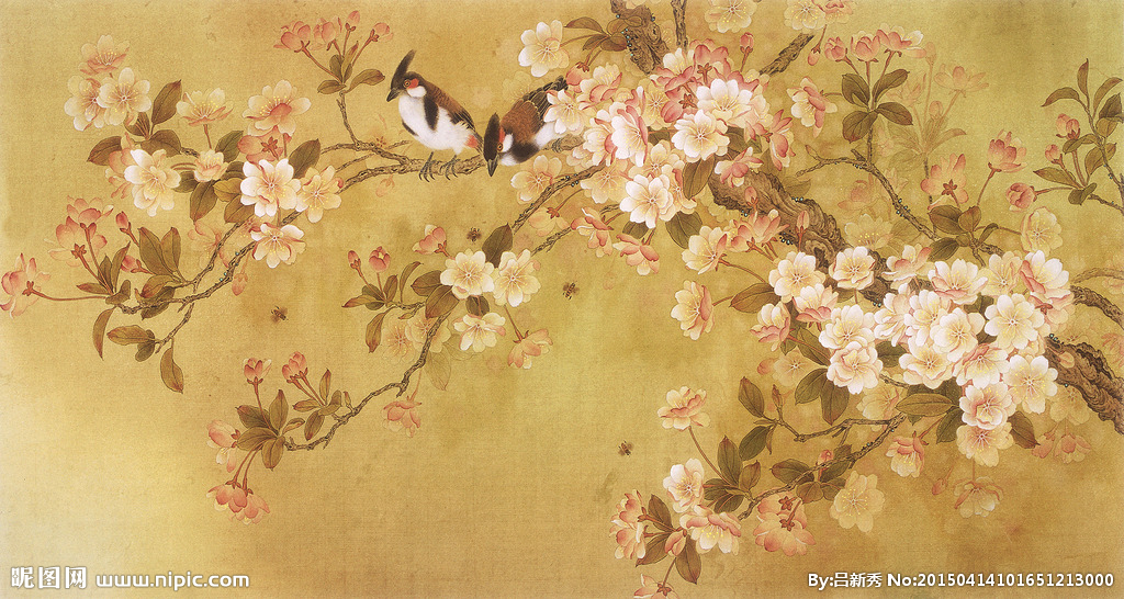 G花鸟图背景墙花