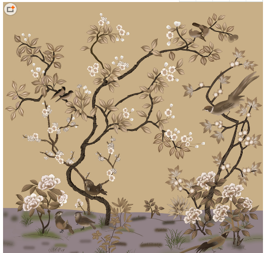 花鸟背景墙花鸟背