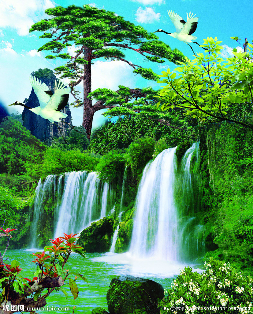 G迎客松背景墙迎
