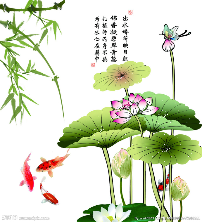 G荷花图背景墙莲