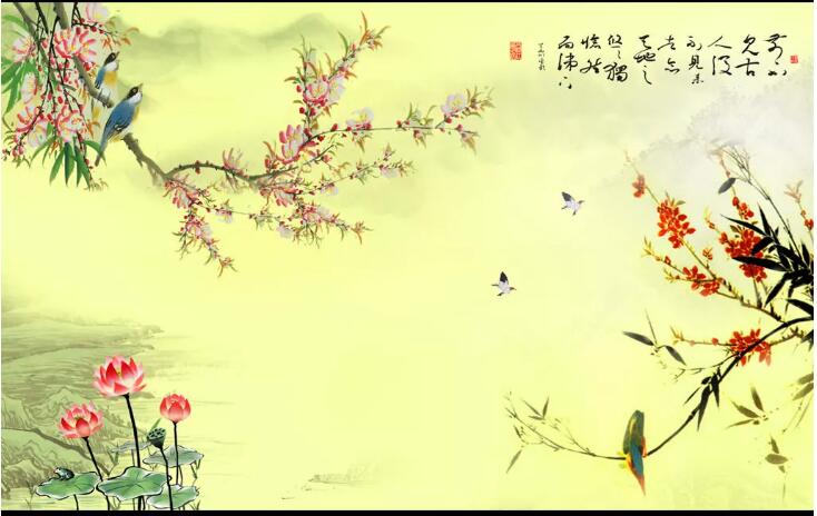  国画水墨画桃花