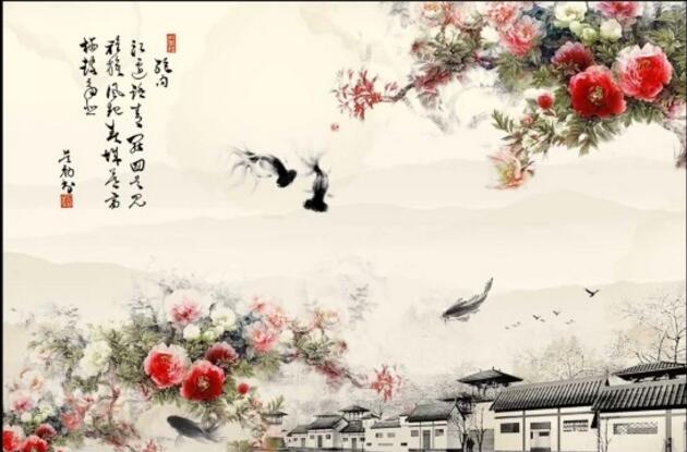 水墨江南背景墙背