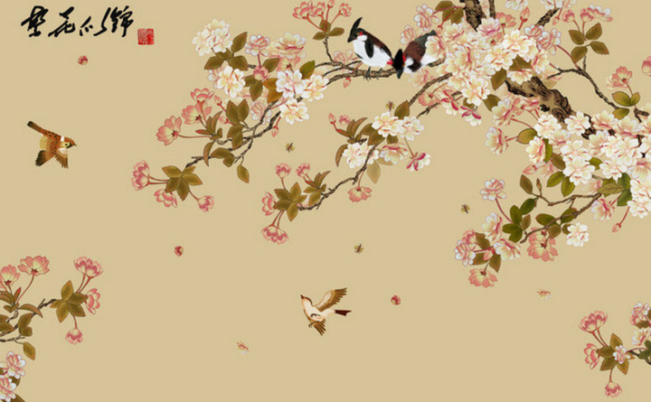 高清手绘花鸟电视