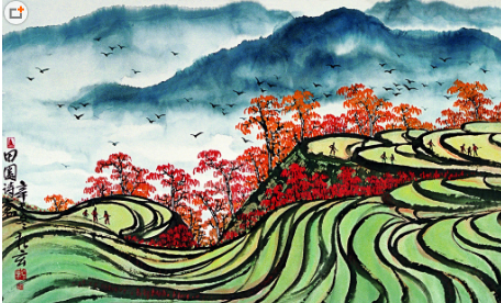 国画山水图背景墙