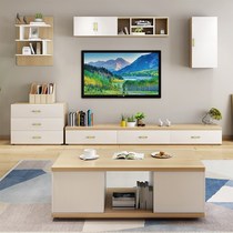 Nordic style light luxury TV cabinet combination new background wall cabinet coffee table modern simple living room economy small apartment