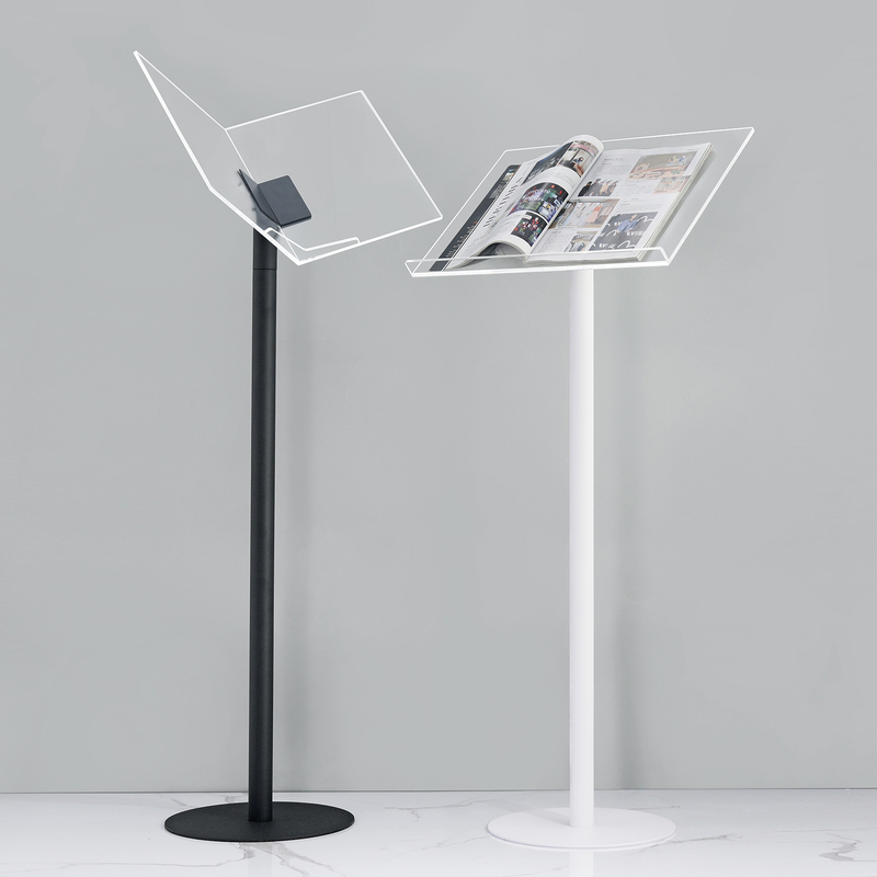 Magazine Display Rack, Large Book and Picture Album Floor-Standing Reading Rack, Exhibition Materials and Recipe Rack, Metal Acrylic Page-Turning Rack