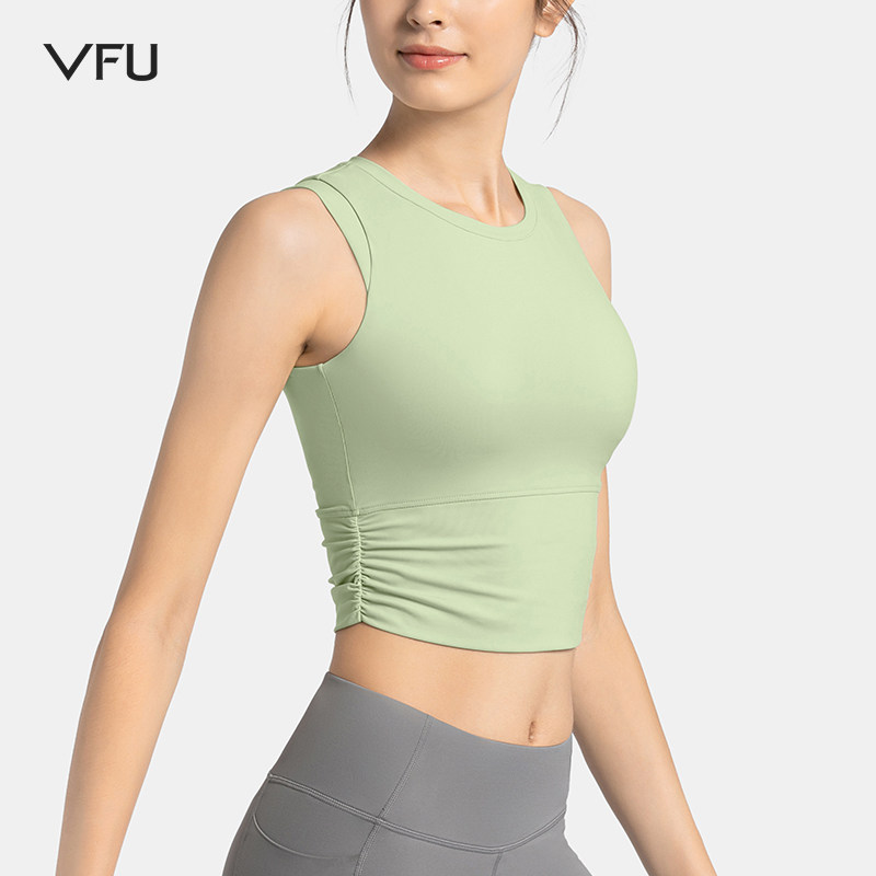VFU tight-fitting short sports vest women's breathable running fitness clothing with chest pad yoga top summer sleeveless t-shirt N