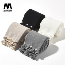 Girls leggings spring and autumn thin wear pants in big children little baby high elastic lace ankle-length pants