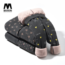(School clothes pants) silk girl leggings autumn and winter plus thick velvet high waist cotton pants girls wear cold-resistant pants