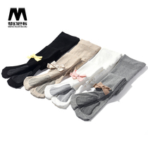 Small Feet Girl High Play Dance Socks Spring Autumn Thin girls foreign air pure color butterfly knots bottom pants socks Childrens pantyhose