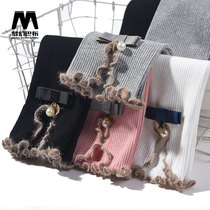 Girl 90% Pants Socks Spring Autumn Thin children Bottoms Pants Pearl butterfly knot little girl Agaric Side Elastic Pants
