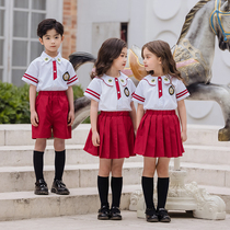 Kindergarten Garden Suit Summer Clothing Inglém Wind Children Class Clothes Graduation Photos Clothing Summer Short Sleeves Elementary School Uniforms Suit