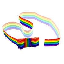 3 8 cm Rainbow printed stripes Birthday Cake edge Decorative Silk with butterfly knot Self-adhesive satin