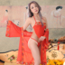 Sexy tạp dề sling đồ lót phụ nữ người lớn gợi cảm thiết lập cổ điển gió quốc gia đồ ngủ kết hôn màu đỏ đồ lót xuyên thấu Bellyband