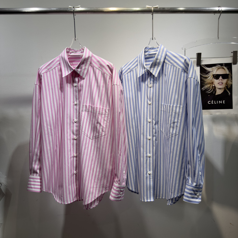 2026 Early Spring New Fashion Versatile Designer Striped Age-Reducing Pink Shirt for Women