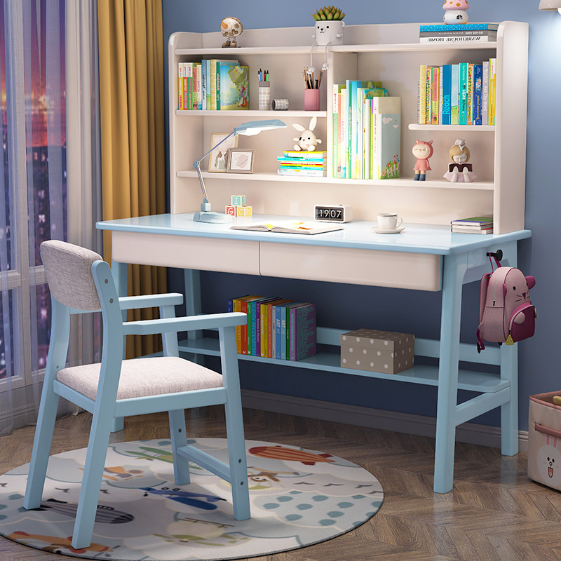 Desk Children Study Table Elementary School Kids Solid Wood Girls Bedroom Desks Brief Home Student Book Table And Chairs Suit